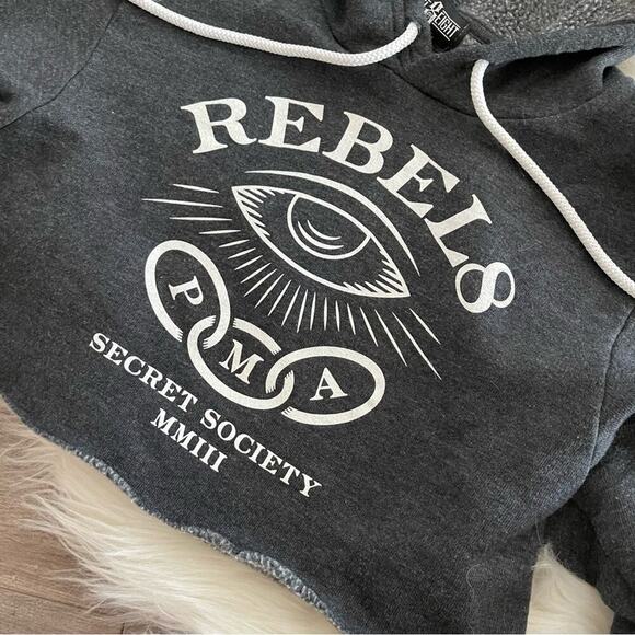 Rebel 8 Secret Society PMA Grey Cropped Hoodie Sweatshirt S - Picture 2 of 6